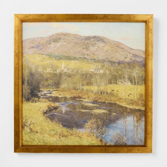18"x18" Mountain Landscape Framed Wall Art - Threshold Studio McGee - Picture 1 of 4